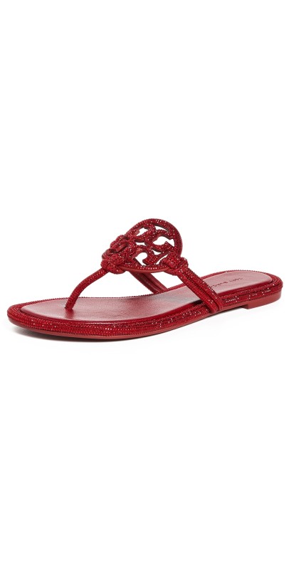 Tory Burch Miller Knotted Pave Sandals Ruby