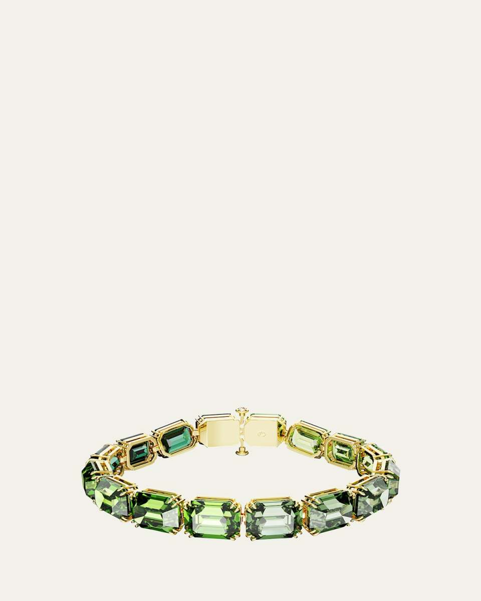 Millenia Gold-Tone Octagon-Cut Green Crystal Tennis Bracelet