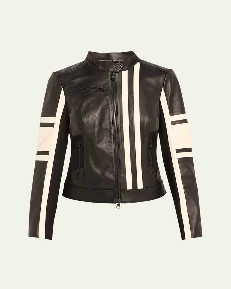 Claudine Leather Racer Jacket