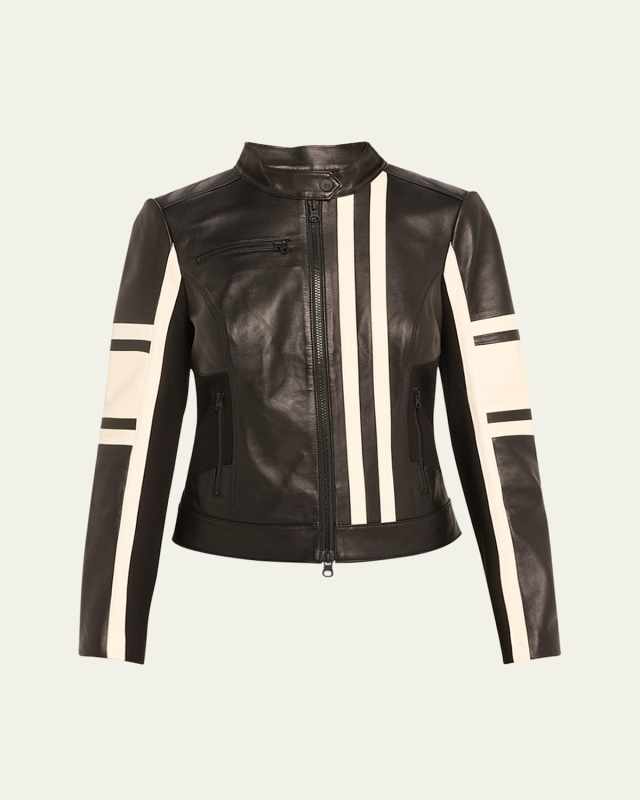 Claudine Leather Racer Jacket