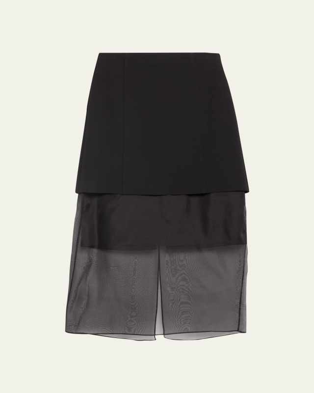 Organza Underlay Jersey Midi Skirt