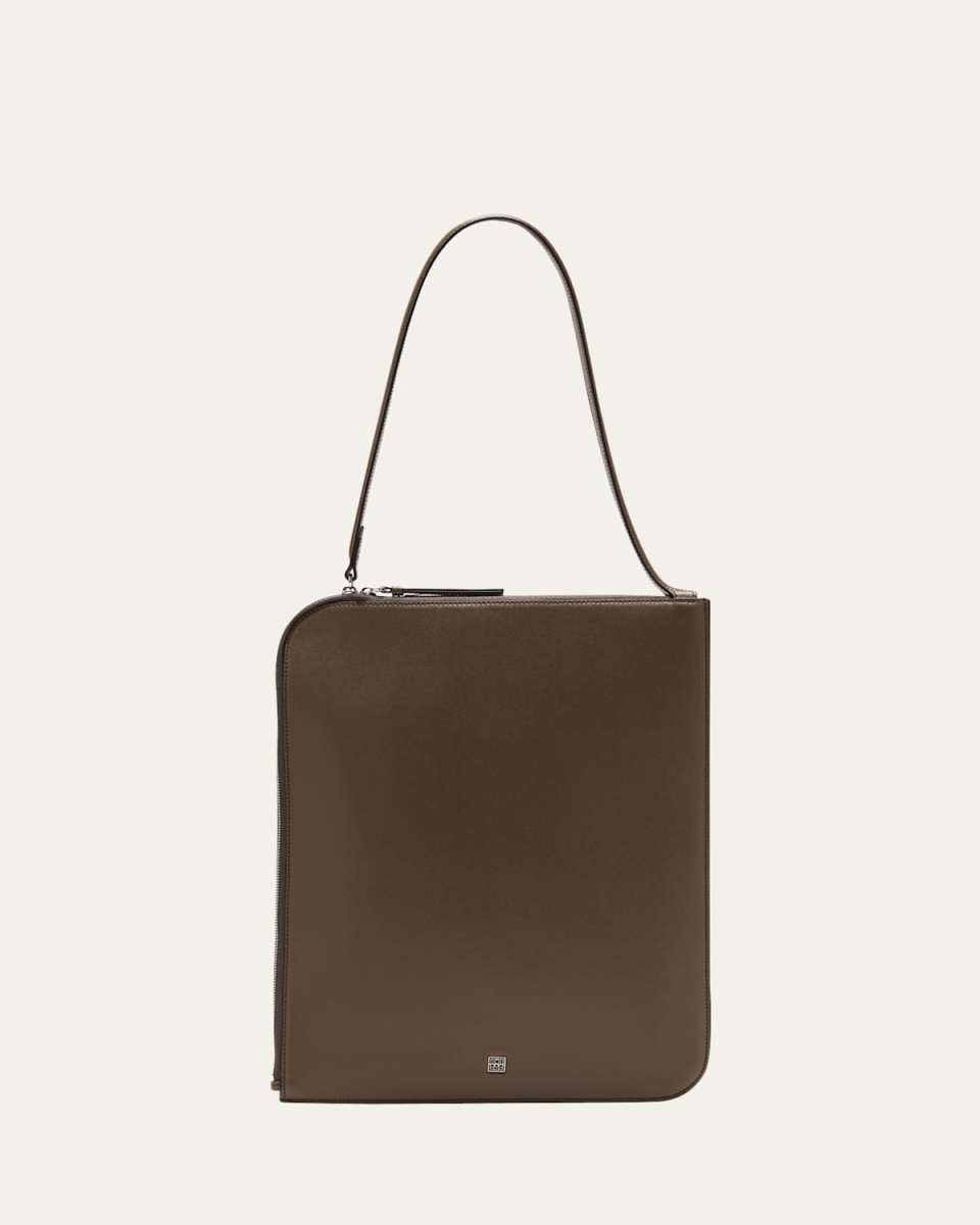 Slim Zip Leather Top-Handle Bag