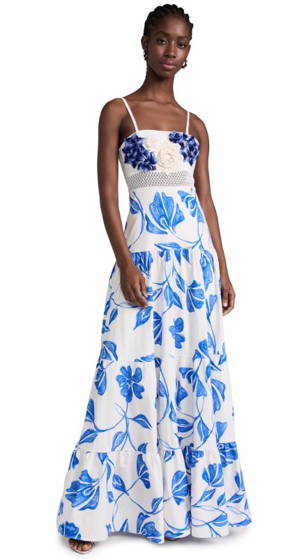 PatBO Nightflower Embroidered Maxi Dress White