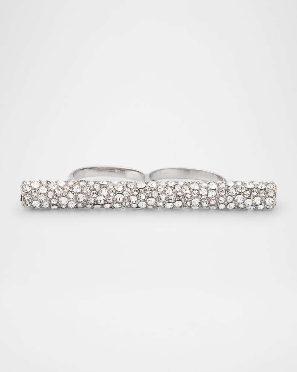 Jewelled Cross-Bar Double Ring