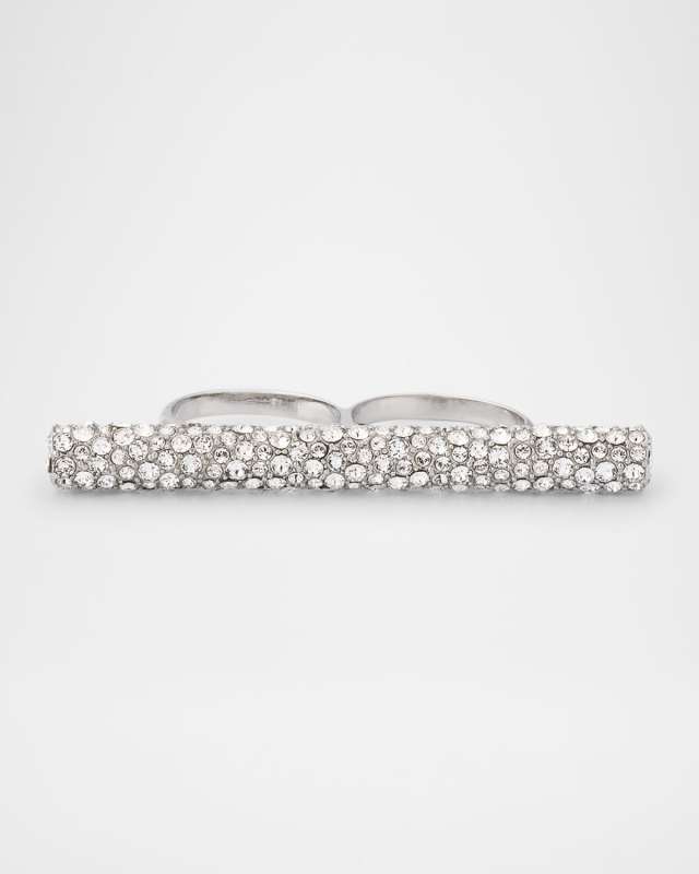 Jewelled Cross-Bar Double Ring