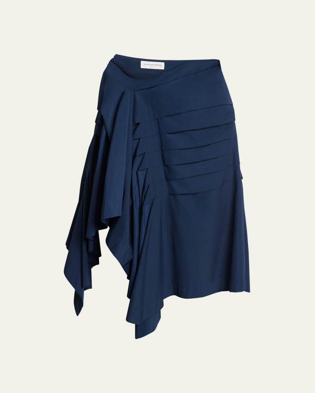 Shy Pleated Asymmetric Midi Skirt