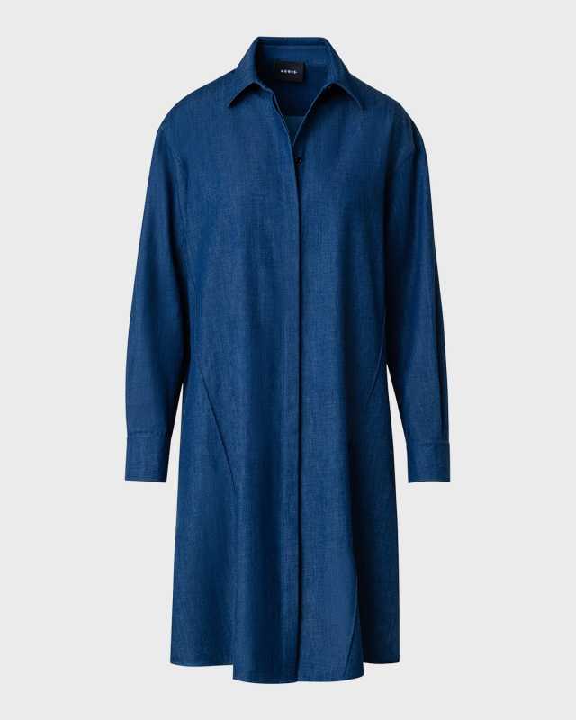 Chambray Long-Sleeve Oversized Shirtdress