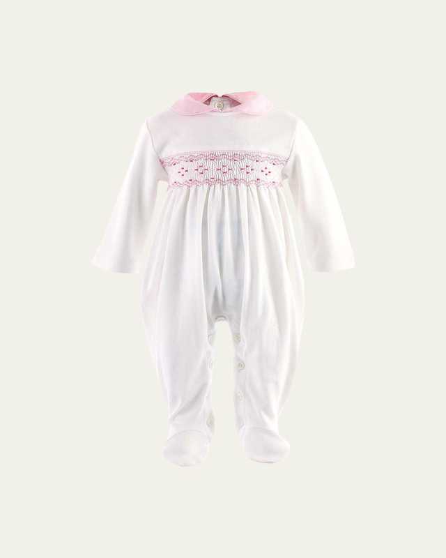 Girl's Smocked Footed Coverall, Size Newborn-12