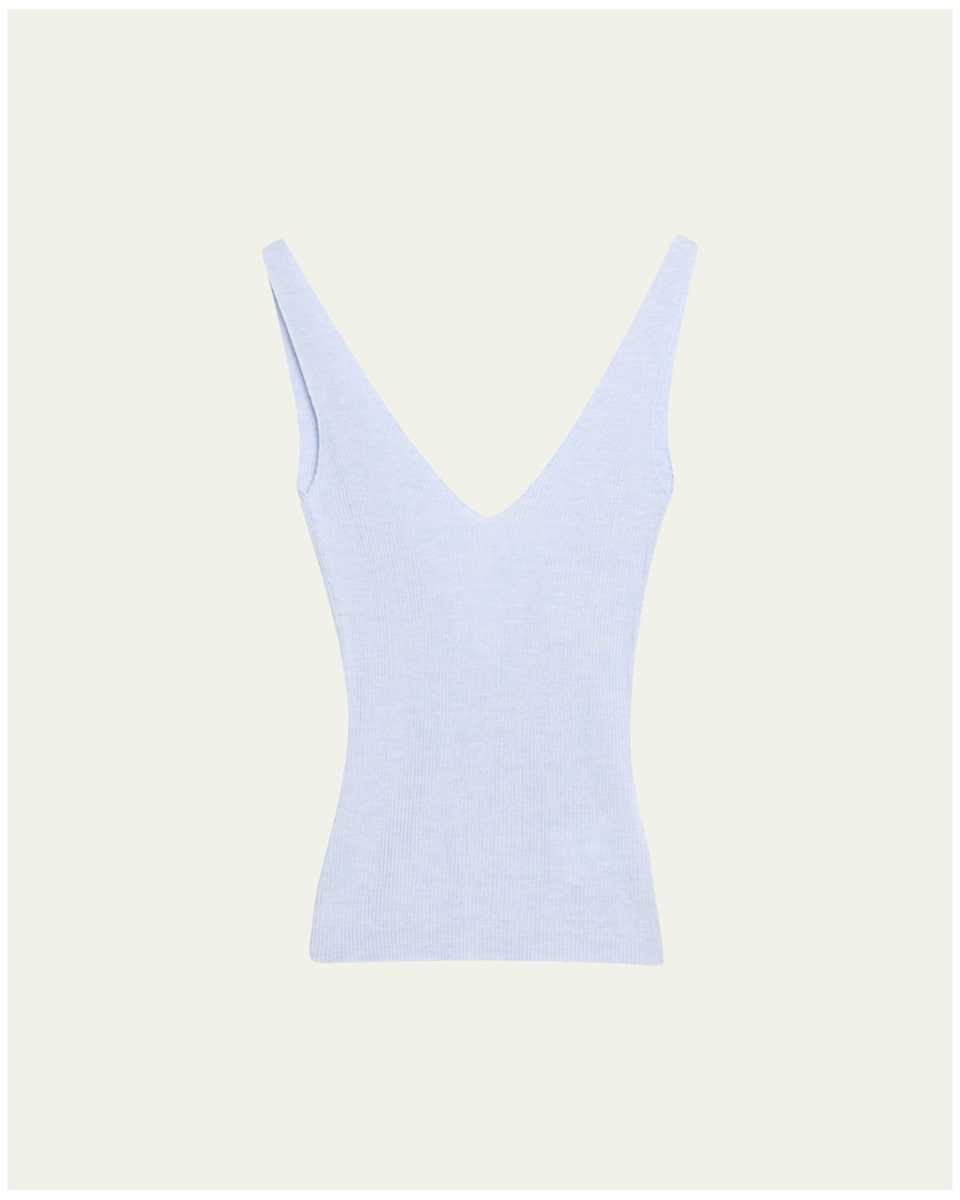 Ribbed Cashmere V-Neck Tank Top