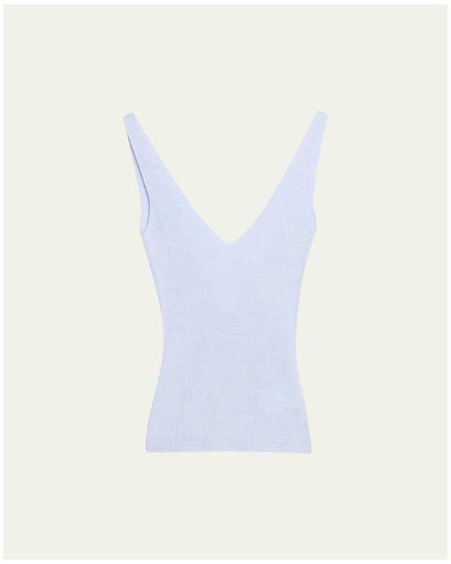 Ribbed Cashmere V-Neck Tank Top