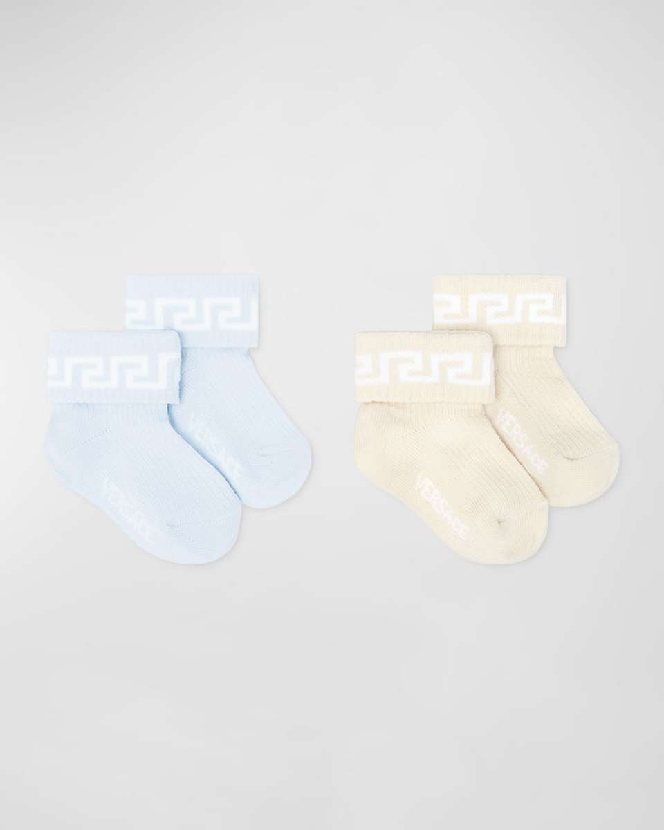 Boy's 2-Pack Greca Trim Socks, Size Newborn-12