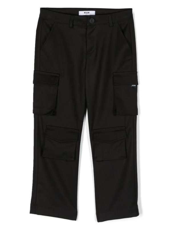 multi-pocket straight-leg trousers