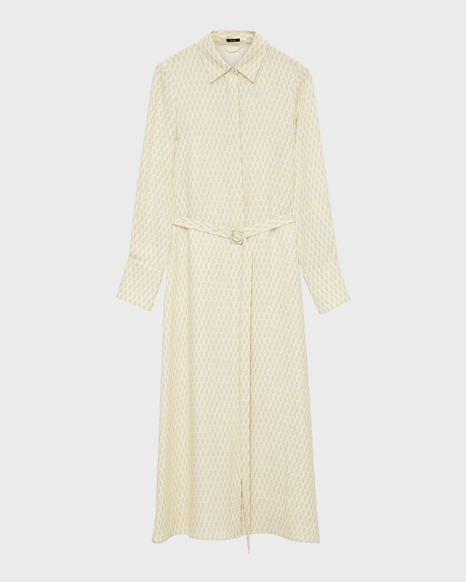 Dulac Belted Geometric-Print Midi Shirtdress