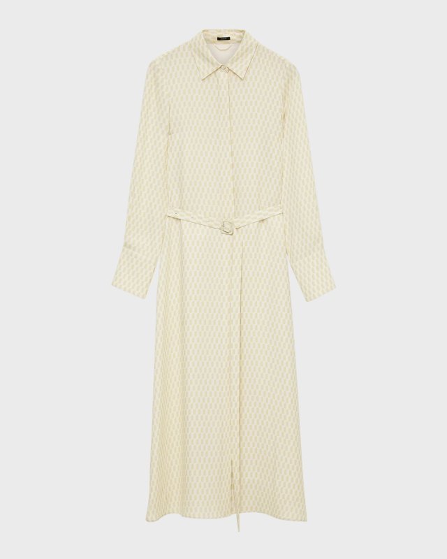 Dulac Belted Geometric-Print Midi Shirtdress