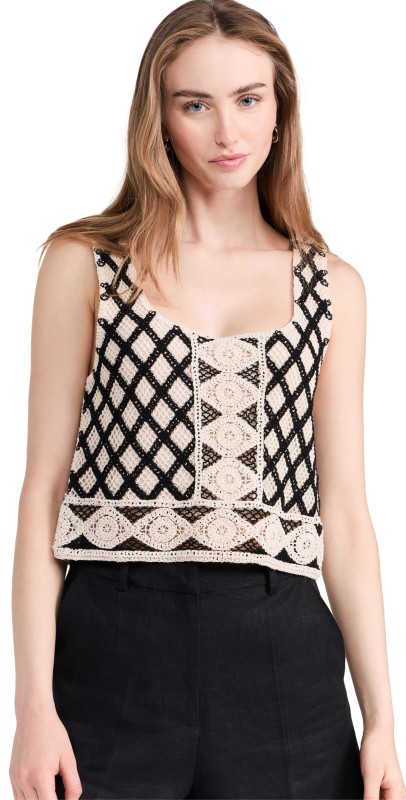 Z Supply Calle Crochet Tank Black