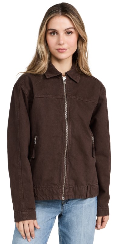 Reformation Maverick Moto Denim Jacket Espresso