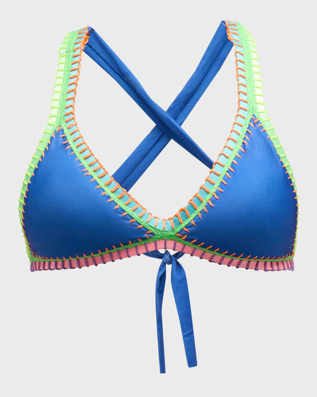Crochet-Trim Triangle Bikini To
