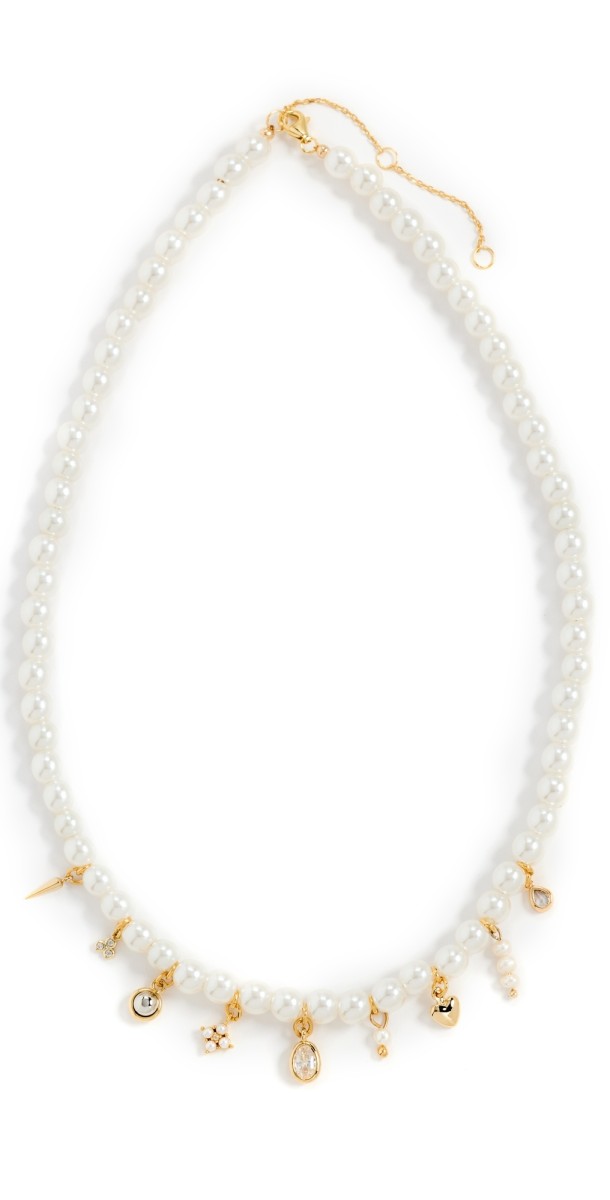 SHASHI Stephanie Charms Pearl Necklace Pearl