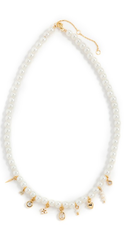 SHASHI Stephanie Charms Pearl Necklace Pearl