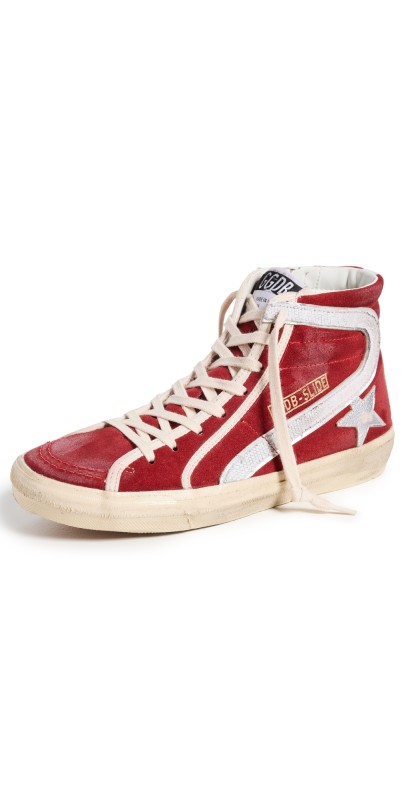 Golden Goose Slide Suede Sneakers Red/Silver