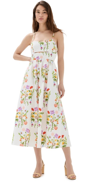 Borgo de Nor Jordan Pique Dress Terrazo Flower Sun White