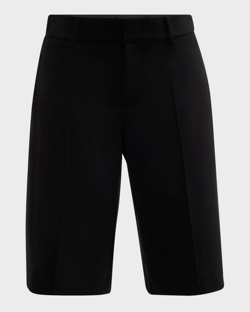 Low-Rise Relaxed Pintuck Shorts