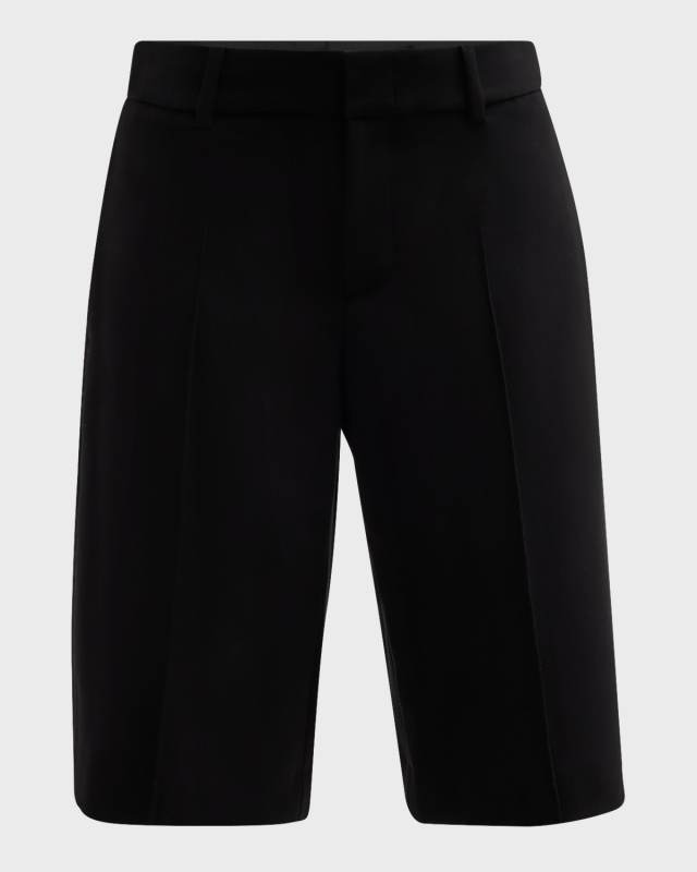 Low-Rise Relaxed Pintuck Shorts
