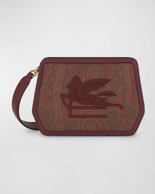 Embroidered Logo Paisley-Print Shoulder Bag