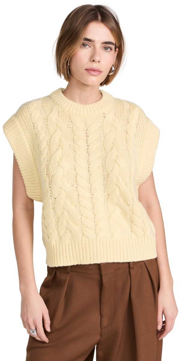 LISA YANG Hayley Cashmere Vest Lemon Sorbet