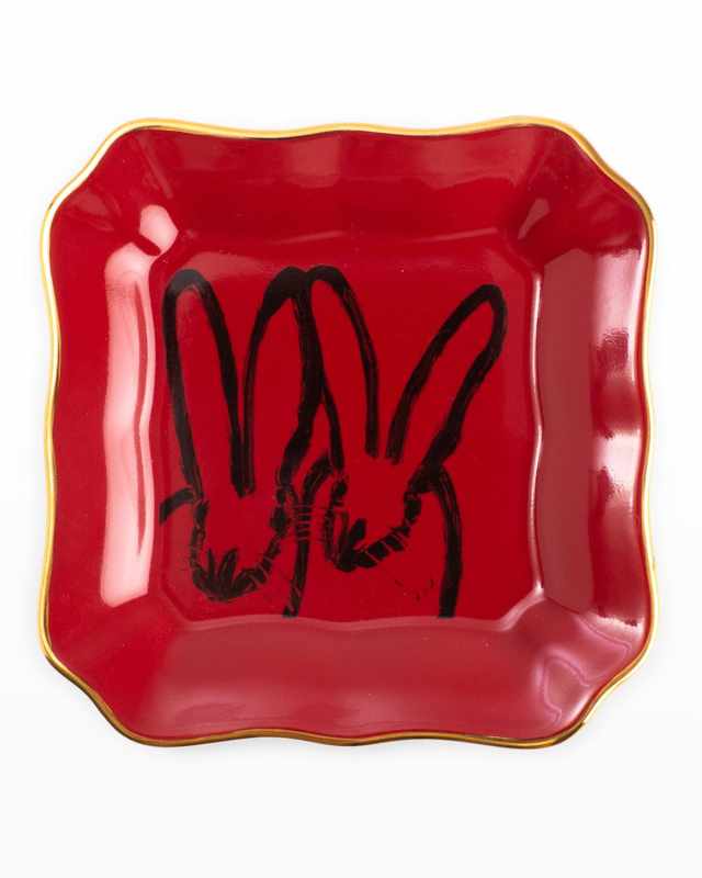 Portrait Plate with Gold Rim - Red