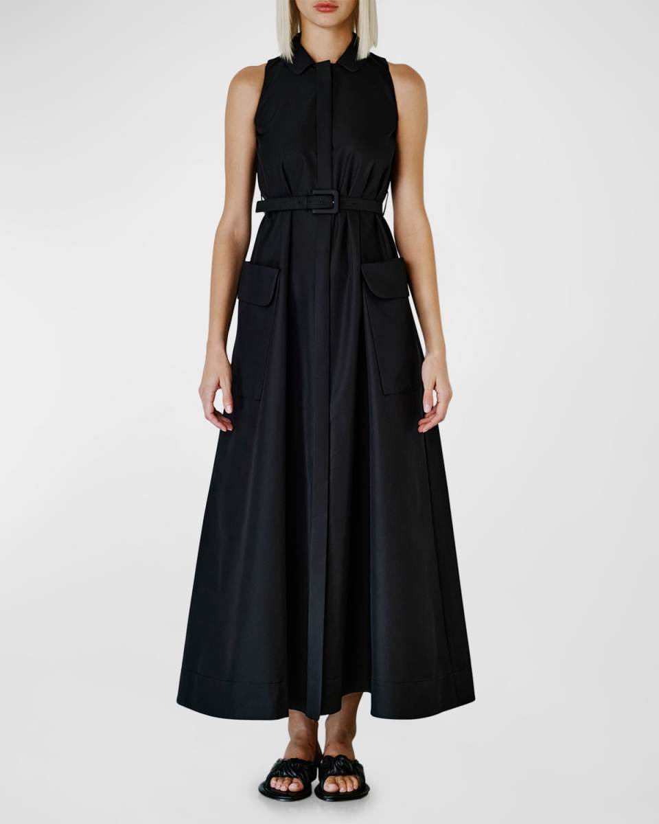Sleeveless Belted Maxi Shirtdress