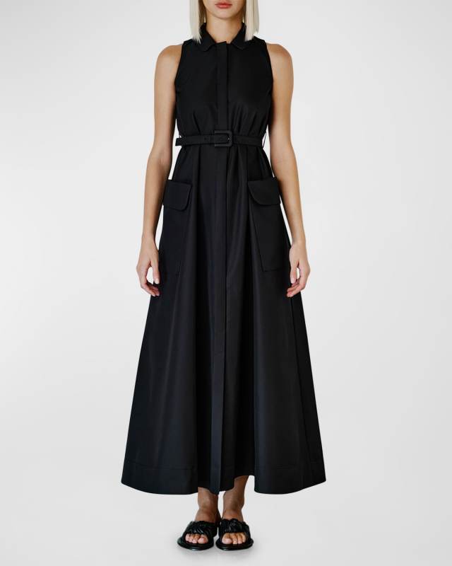Sleeveless Belted Maxi Shirtdress