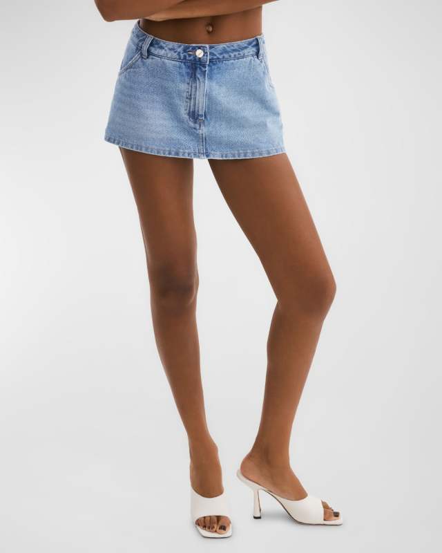 Fantina Strappy-Waist Denim Skort