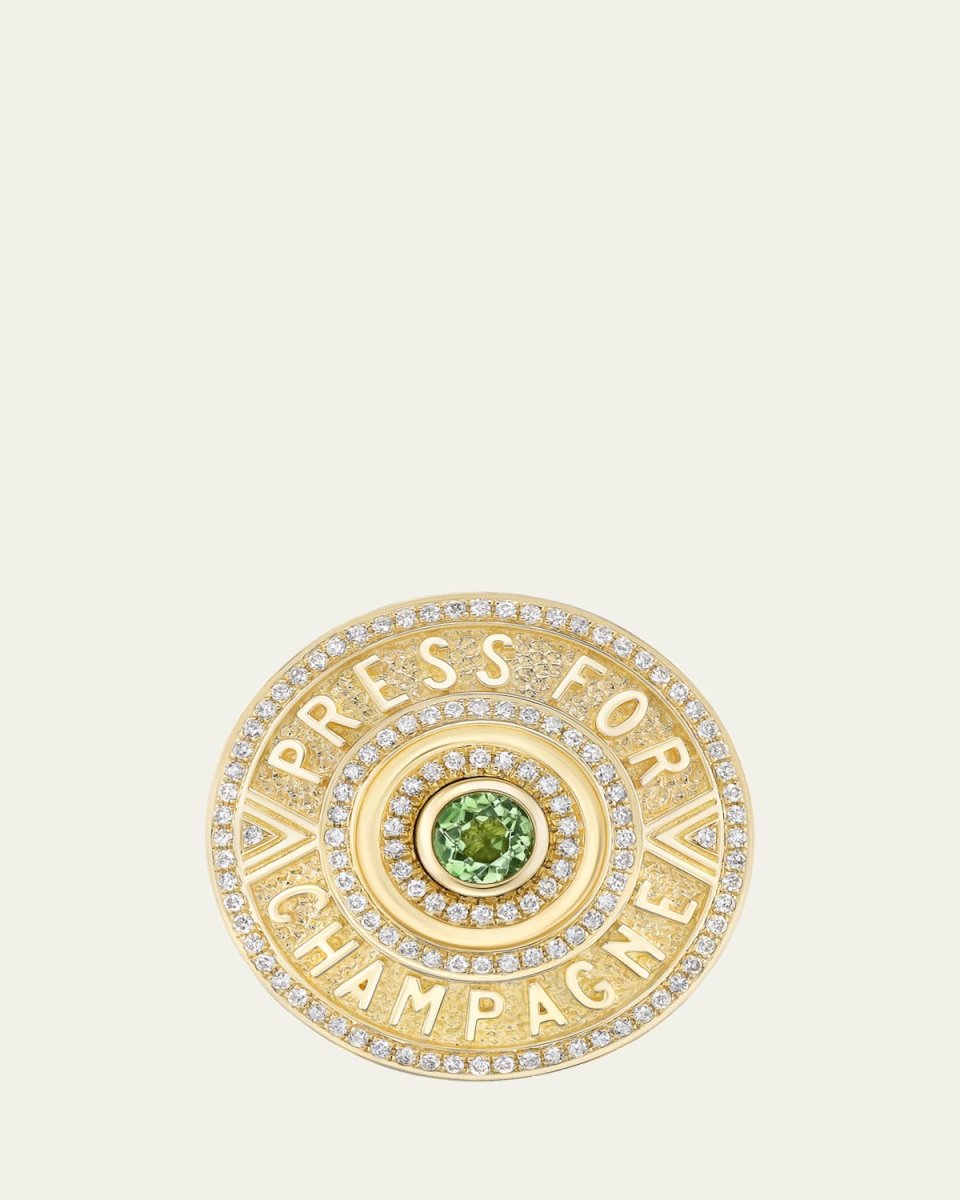 18K Yellow Gold Press for Champagne Tourmaline and Diamond Ring