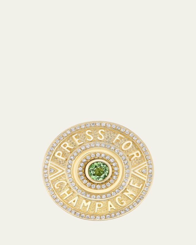 18K Yellow Gold Press for Champagne Tourmaline and Diamond Ring