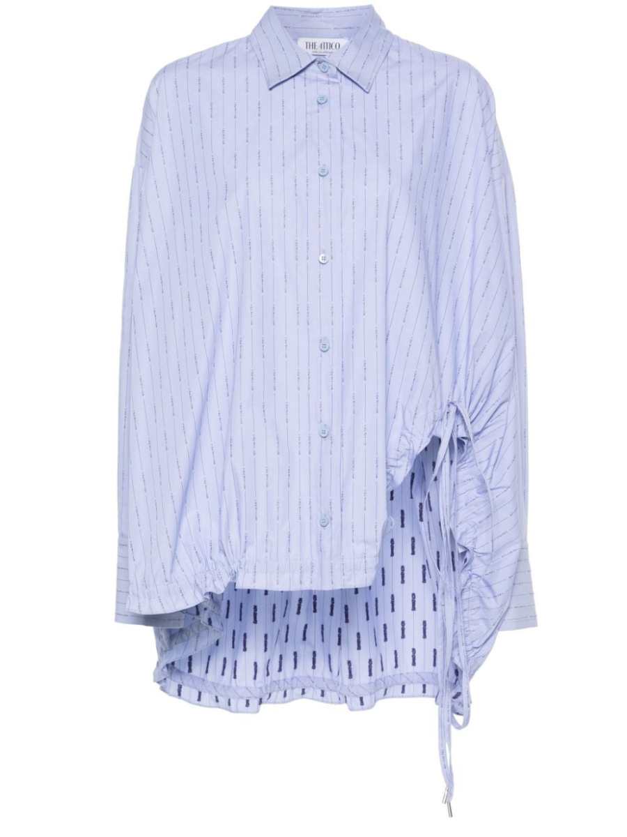 logo-print striped shirt
