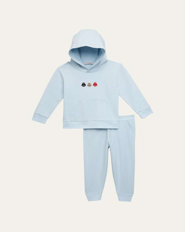 Boy's Logo-Embroidered Sweatsuit, Size 12M-3T