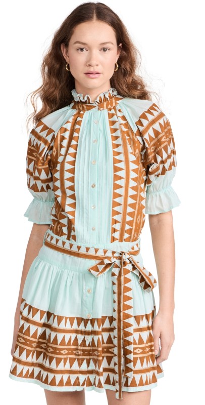 Guadalupe Design Leonor Short Dress Mint