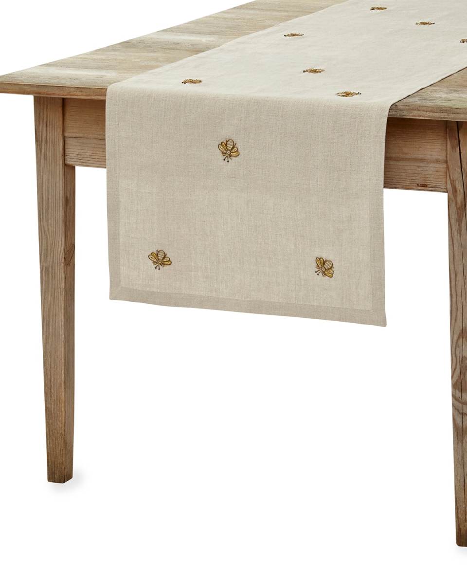 Embroidered Golden Bee Table Runner