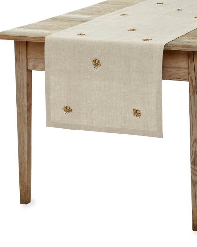 Embroidered Golden Bee Table Runner