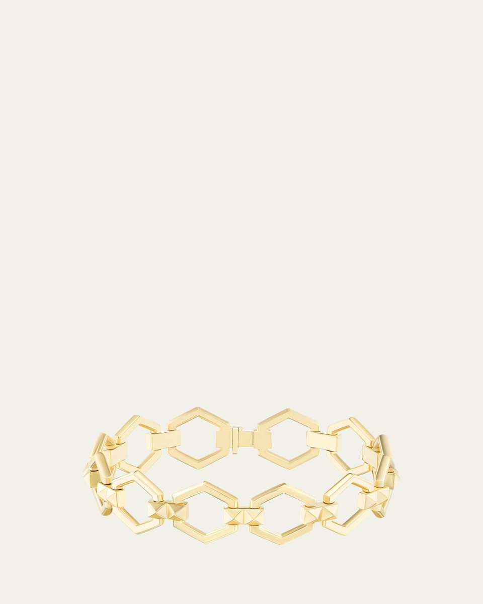 18K Yellow Gold Pyramid Stud Foundation Bracelet