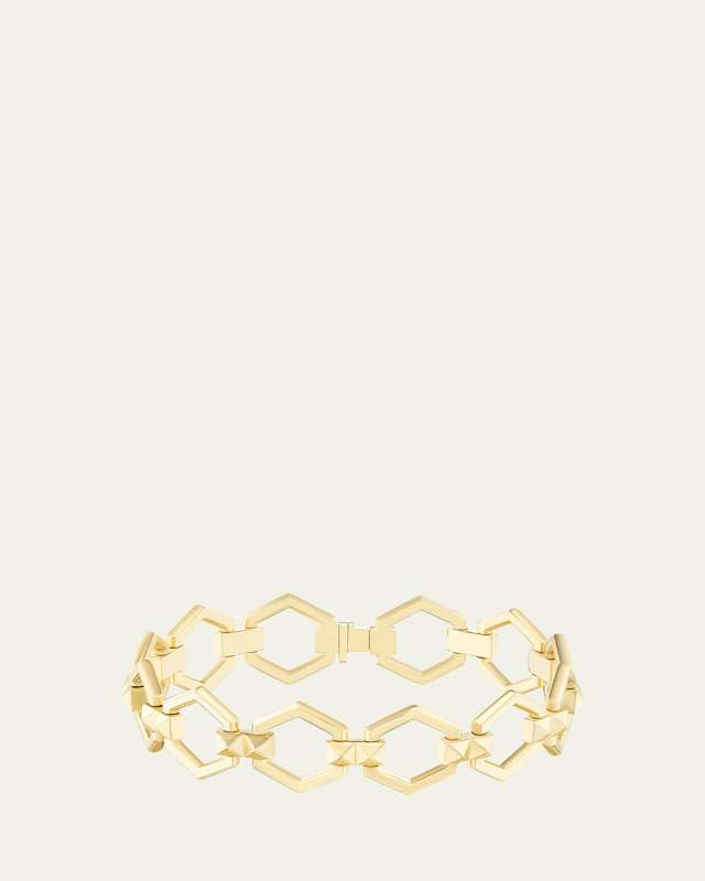 18K Yellow Gold Pyramid Stud Foundation Bracelet