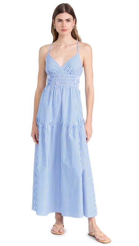 Madewell Stripe Tiered Maxi Dress Blue/White Stripe