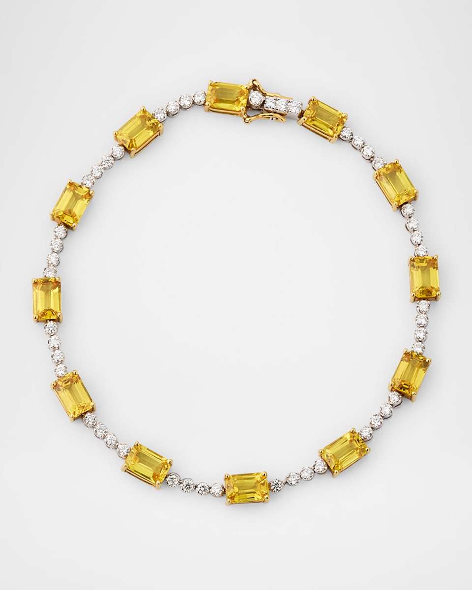18K Gold Yellow Sapphire and Diamond Bracelet