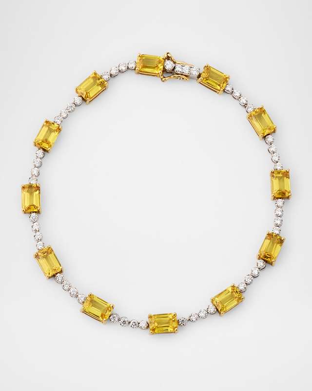 18K Gold Yellow Sapphire and Diamond Bracelet