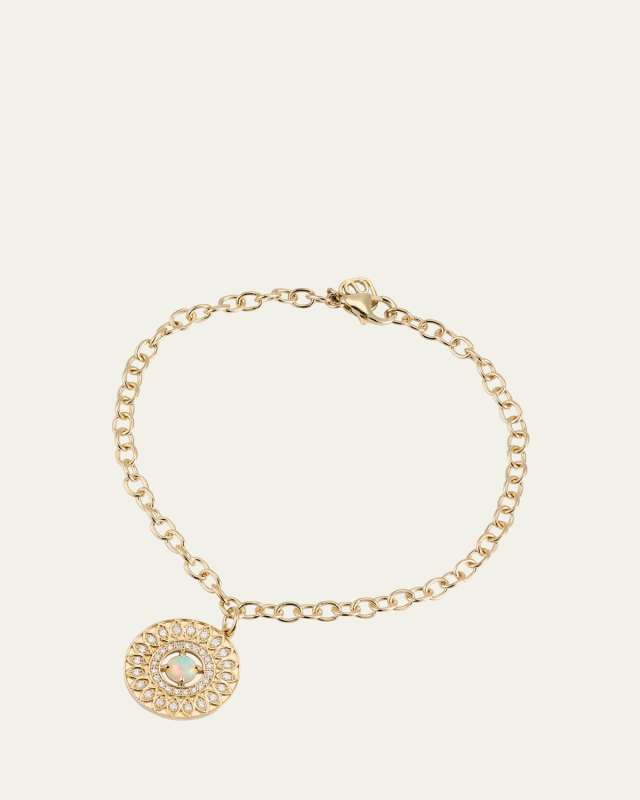 Marquise Eye Wheel Charm, Opal and Diamond Chain Bracelet