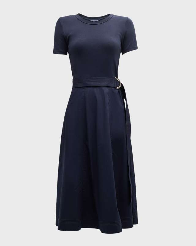 Facia Mixed-Media Midi Dress