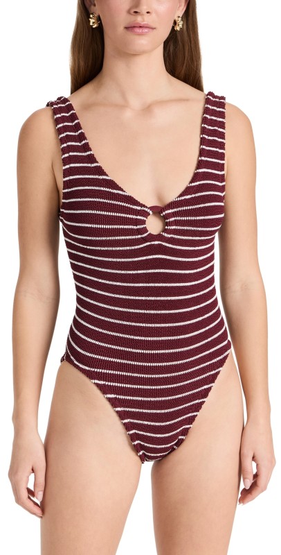 Hunza G Celine Swimsuit Wine/White