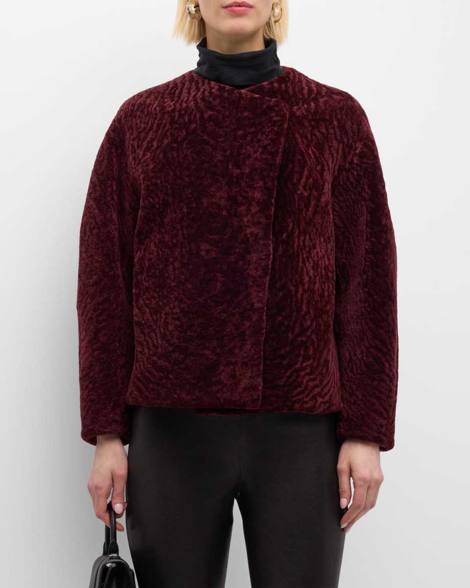 Shearling Lamb Collarless Jacket