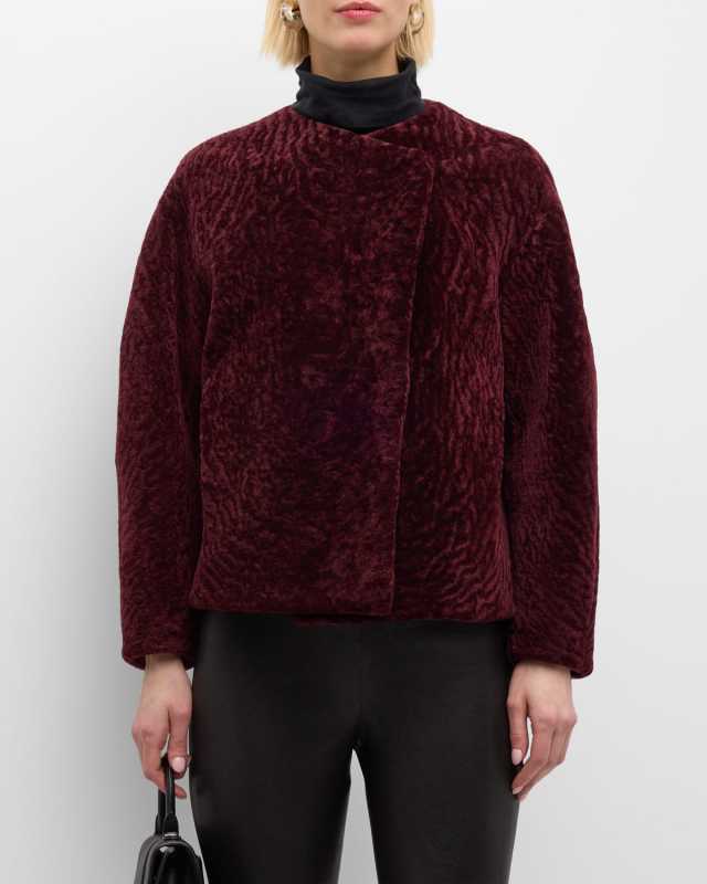 Shearling Lamb Collarless Jacket